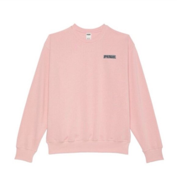 PINK VS Light Pink Crewneck Sweatshirt Grey Logo In Small NWT - Picture 1 of 8
